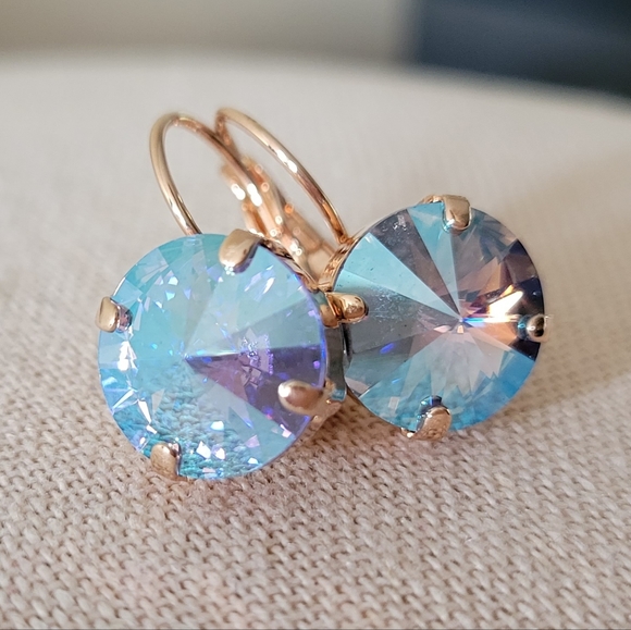 Austrian Crystal Earrings in Rose Gold - Picture 8 of 9